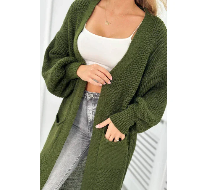 Svetr dlouhý kardigan khaki