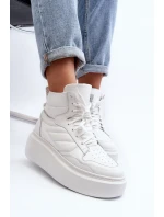 Zazoo 3392/X Dámské Kožené Sportovní Boty Na Platformě Bílé