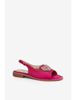 Dámské sandály s ozdobným srdcem S.Barski KV27-018 Fuchsie