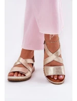 Kožené Dámské Sandály Na Suchý Zip model 21702026 Zlaté - Maciejka