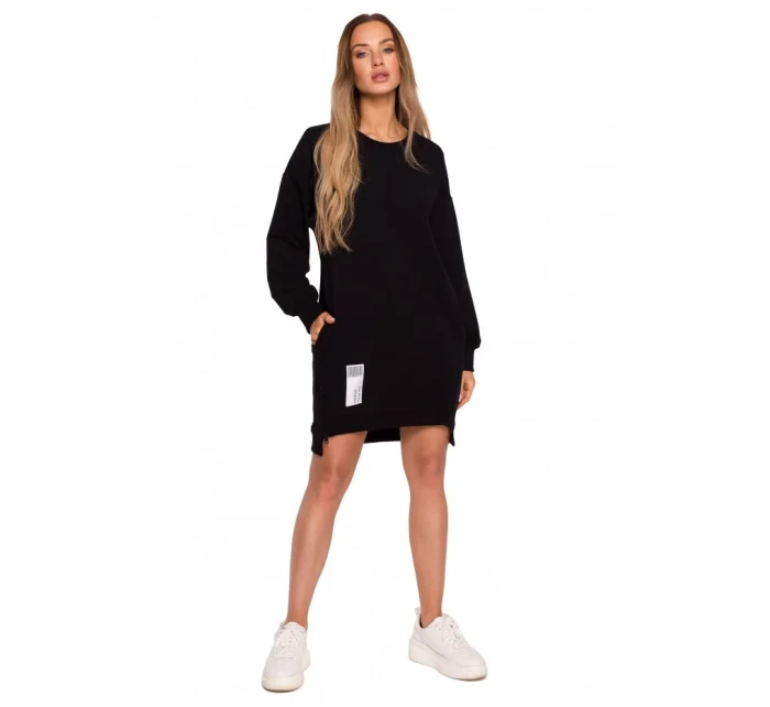 M676 Svetrová tunika se zipy - černá