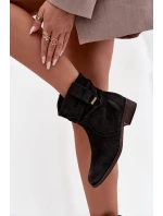 Dámské zateplené kotníkové boty na nízkém podpatku s řasením Gracia – černé