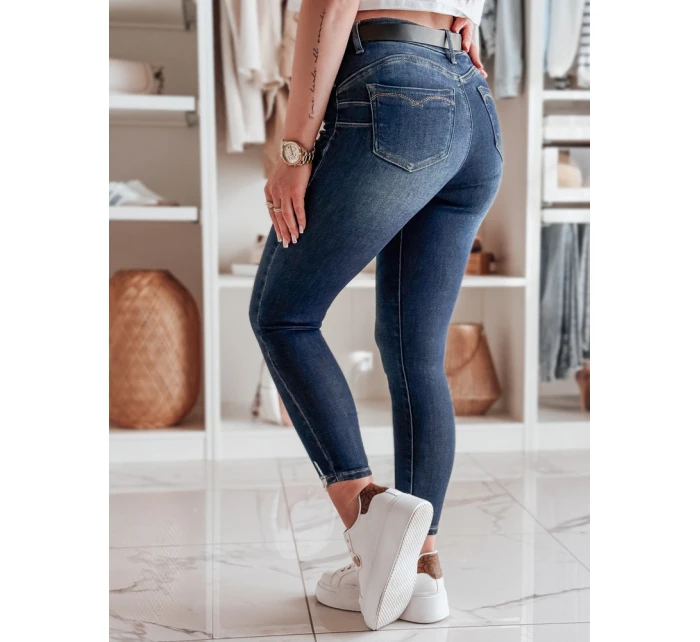 Dámské úzké džínové kalhoty s páskem SKINNYJUP modré FashionStreet UY2223