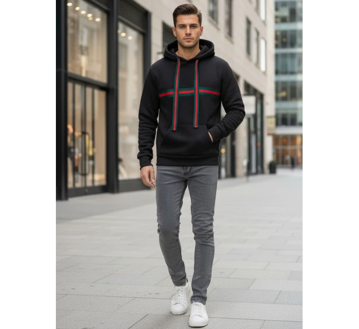 Pánská mikina s kapucí černá model 21994653 - Dstreet