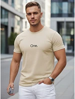 Pánské bavlněné tričko s potiskem béžové FashionStreet NX5125R Pánské bavlněné tričko s potiskem béžové FashionStreet NX5125R