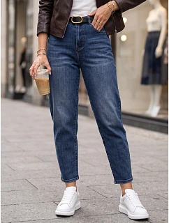 Dámské džíny Mom Fit s páskem, modré, FashionStreet UY3124