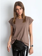 Hnědé bavlněné tričko tshirt s ohrnutými Feel Good model 21470505 - Factory Price Hnědé bavlněné tričko tshirt s ohrnutými Feel Good model 21470505 - Factory Price