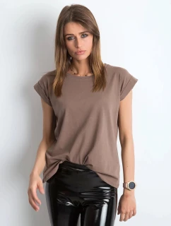 Hnědé bavlněné tričko tshirt s ohrnutými Feel Good model 21470505 - Factory Price