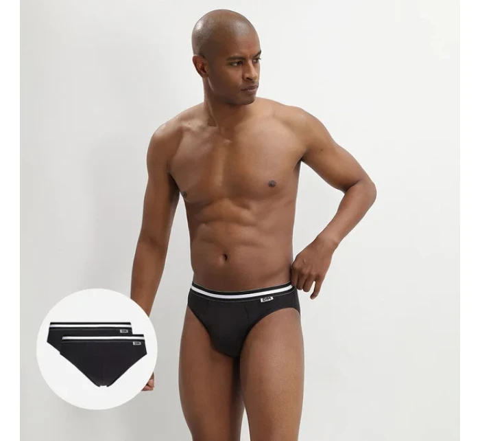 Pánské slipy 2 ks DIM COTTON STRECH SLIP 2x - DIM - černá