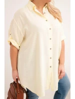 Dámská košile Plus Size z viskózy s delším zadním dílem žlutá