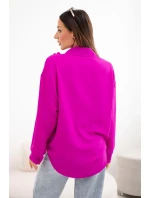 Dámská viskózová košile s dlouhým rukávem a volány tmavě fialová