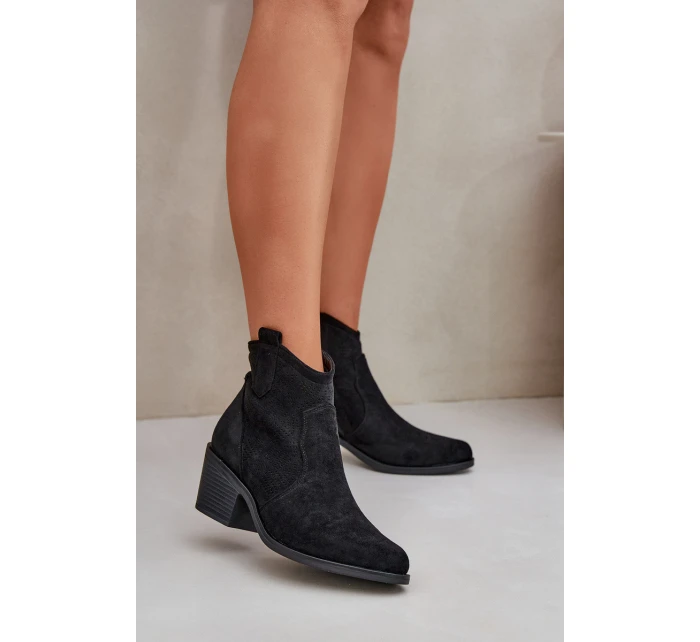 Botky Na Zip Eko Semišové  Černé model 21685110 - S.Barski