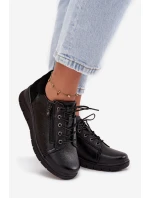 Kožené dámské polobotky na platformě model 21707635 Černé - VINCEZA