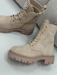 Dámské workery s krystaly na jazyku béžové Rosira