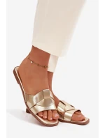 Dámské ploché pantofle s zlatými pásky model 21937376 - Boto