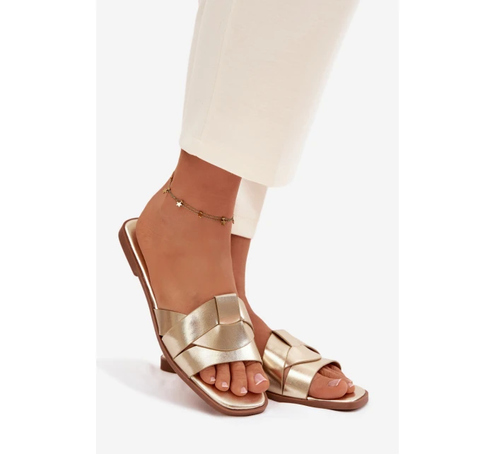 Dámské ploché pantofle s zlatými pásky model 21937376 - Boto