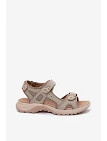 Kožené dámské sandály ve sportovním stylu Béžové Morenia