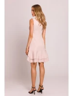 M850 Volánové mini šaty - světle béžové