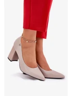 Elegantní dámské lodičky na širokém podpatku Vinceza – šedé