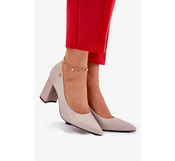 Elegantní dámské lodičky na širokém podpatku Vinceza – šedé