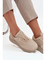 Dámské kožené tenisky na platformě Artiker – béžové Dámské kožené tenisky na platformě Artiker – béžové