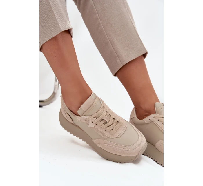 Dámské kožené tenisky na platformě Artiker – béžové Dámské kožené tenisky na platformě Artiker – béžové