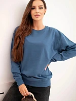 Dámská mikina z bavlny s kulatým výstřihem basic modrá