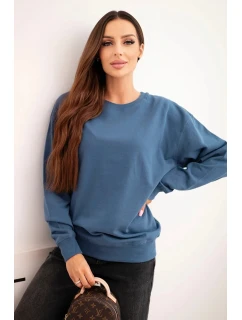 Dámská mikina z bavlny s kulatým výstřihem basic modrá