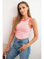Dámská bavlněná proužkovaná model 21866416 blůza růžový neon - K-Fashion Dámská bavlněná proužkovaná model 21866416 blůza růžový neon - K-Fashion