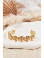 Dámský náramek ze nerezové oceli s květinami zlatá