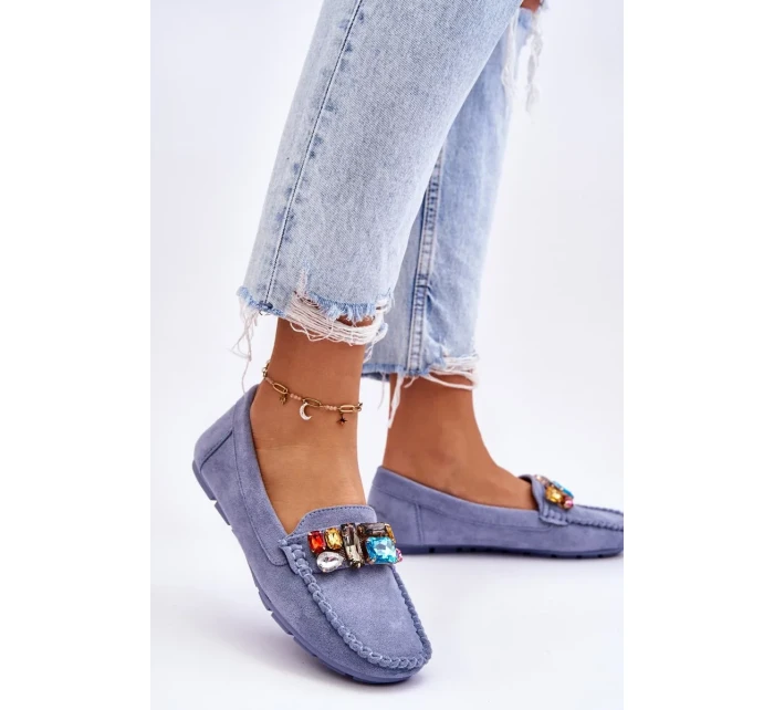 Dámské semišové mokasíny s krystaly Modre Lucille Dámské semišové mokasíny s krystaly Modre Lucille