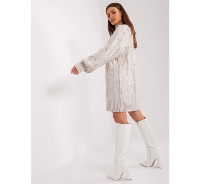 Dámské svetrové šaty světle béžové model 20774219 - FPrice Dámské svetrové šaty světle béžové model 20774219 - FPrice