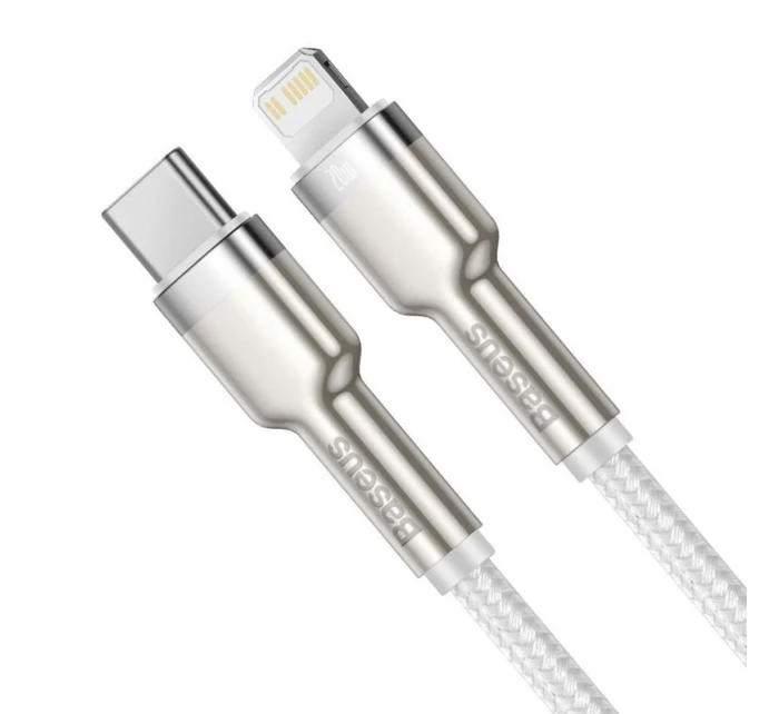 BASEUS USB-C LIGHTNING KABEL CAFULE PD 1M BÍLÝ