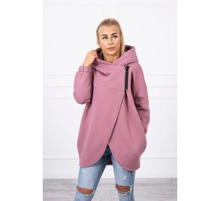 Krátká mikina na zip tmavě růžová