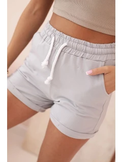 Dámské bavlněné kraťasy s gumou a šňůrkou v pase šedé