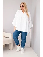 Dámská viskózová halenka Plus Size s model 22043156 rukávem a výstřihem do V bílá - K-Fashion