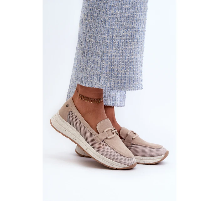 Dámské semišové mokasíny D&A model 21660237 Beige - S.Barski