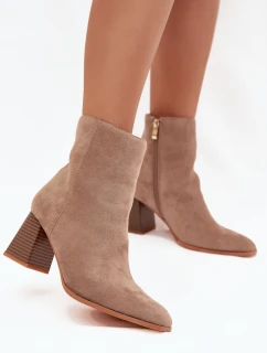 Dámské Botky Z Eko Semiše Na Podpatku Se Zámkem Béžové Zelita