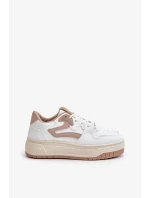 Dámské tenisky z eko kůže na platformě bílo-béžové Henizore Dámské tenisky z eko kůže na platformě bílo-béžové Henizore