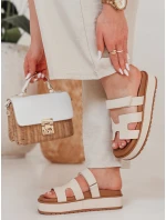 Dámské žabky na suchý zip PLATFOR beige FashionStreet ZY0866