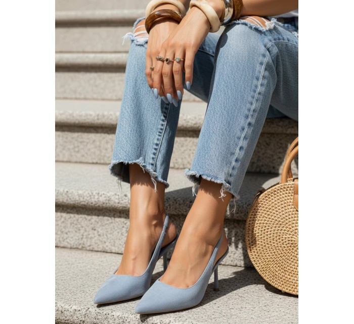 Dámské semišové jehlové boty s otevřeným podpatkem modré FashionStreet ZY1374 Dámské semišové jehlové boty s otevřeným podpatkem modré FashionStreet ZY1374