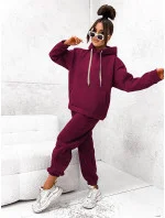 Hrubší bavlněná dámská tepláková souprava ve vínové bordó barvě (82143) Hrubší bavlněná dámská tepláková souprava ve vínové bordó barvě (82143)