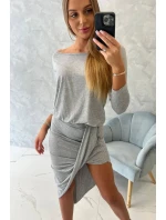 Asymetrické šaty, 3/4 rukávy, šedé