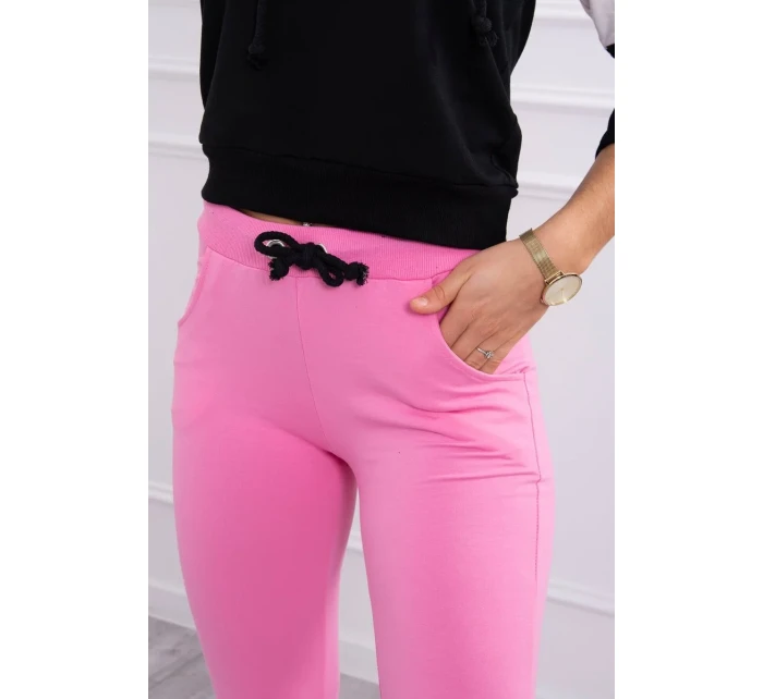 Barevná pruhovaná souprava světle růžová+ecru