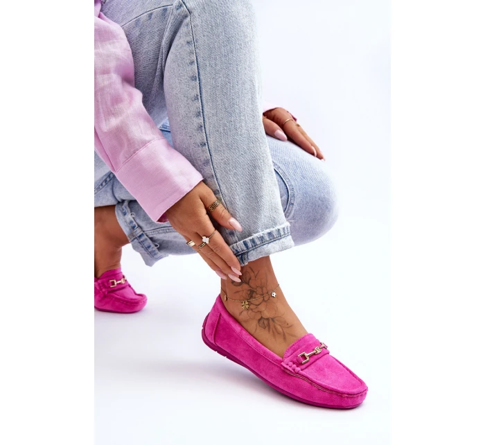 Dámské klasické semišové mokasíny růžové model 21625465 - Boto Dámské klasické semišové mokasíny růžové model 21625465 - Boto