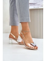 Průhledné Sandály S Motýlem Na Podpatku D&A MR42-326 Zlaté Průhledné Sandály S Motýlem Na Podpatku D&A MR42-326 Zlaté