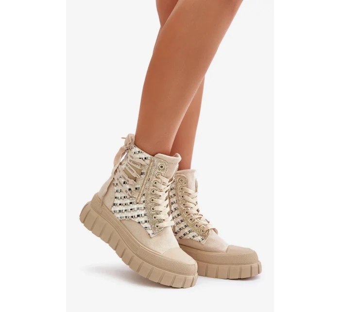 Vysoké Dámské Tenisky Na Masivní Platformě Světle Béžové Kernia Vysoké Dámské Tenisky Na Masivní Platformě Světle Béžové Kernia