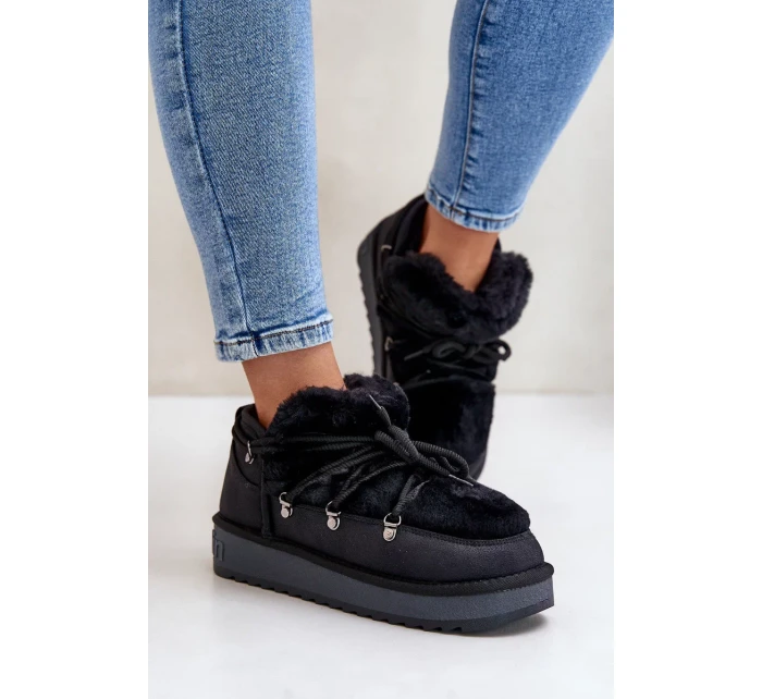 Nízké Sněhule Na Platformě S Kožešinou D.Franklin DFSH370011 Černé Nízké Sněhule Na Platformě S Kožešinou D.Franklin DFSH370011 Černé