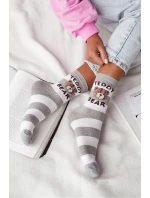 Dámské ponožky s proužky Teddy Bear – šedé Dámské ponožky s proužky Teddy Bear – šedé