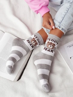 Dámské ponožky s proužky Teddy Bear – šedé